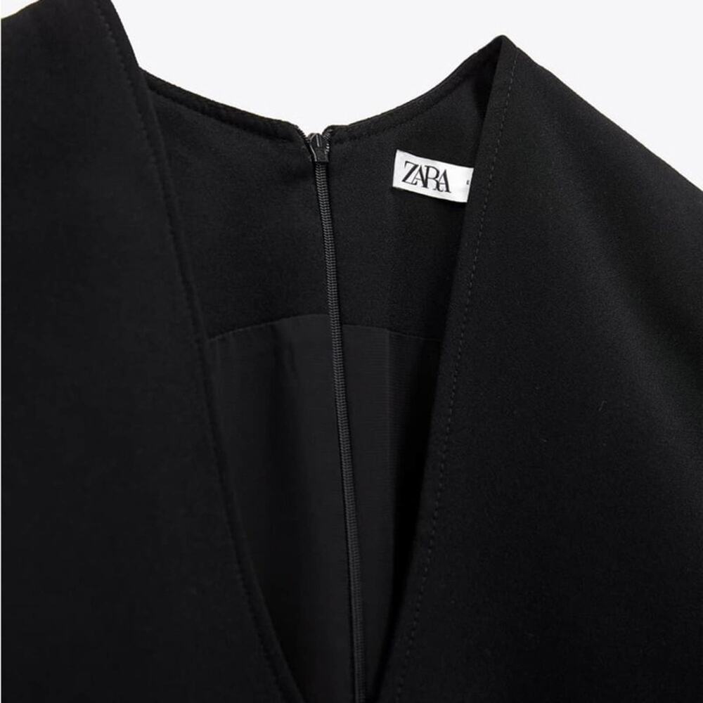Zara Black V-Neck Long-Sleeve Mini Dress - Picture 7 of 8